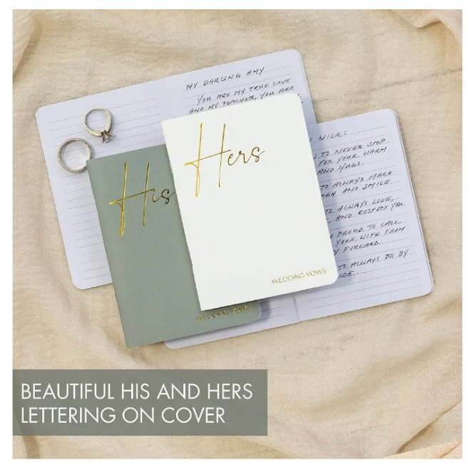 Vow Books With Gold Foil Lettering For Your Wedding - Perfectly Sized His and Hers Vow Books With Plenty Of Pages To Write Whatever is on Your Heart - A Beautiful Addition For The Wedding Day