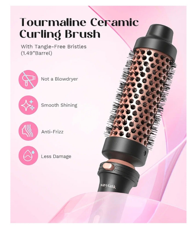 5 in 1 Curling Iron,Curling Wand Set with Curling Brush and 4 Interchangeable Ceramic Curling Wand(0.5”-1.25”),Instant Heat Up,Include Heat Protective Glove & 2 Clips