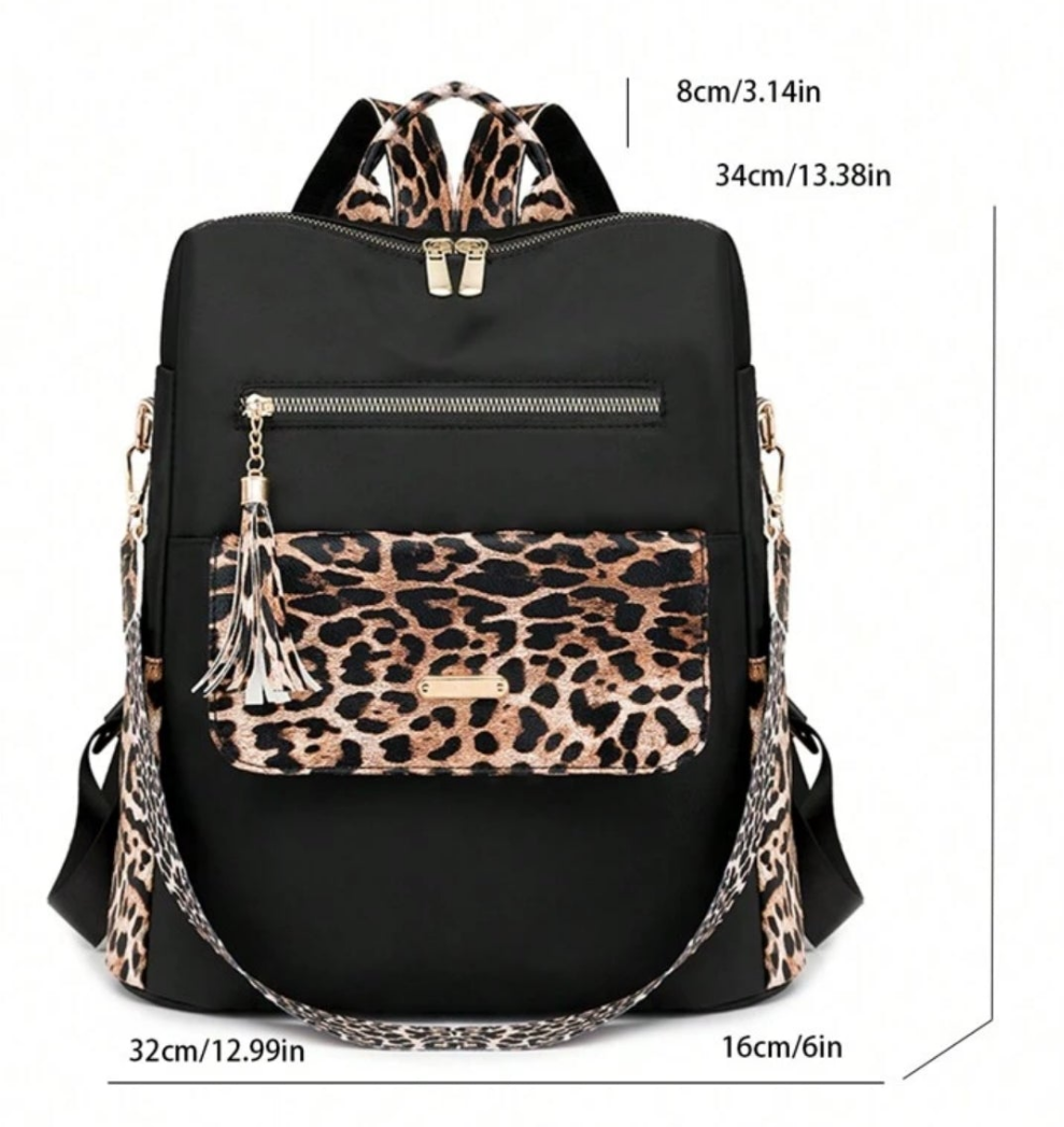 COCOMONEY Book Bag Leopard girl