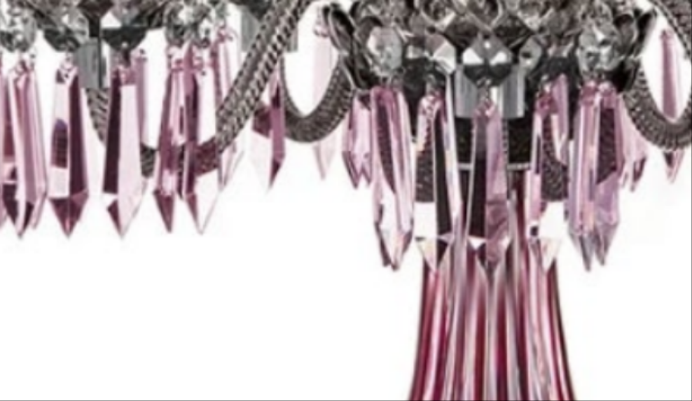 ARLEQUIN AMETHYST CRYSTAL CANDELABRA Saint-Louis Crystal Arlequin Three-Light Electric Candelabra or Five-Light
