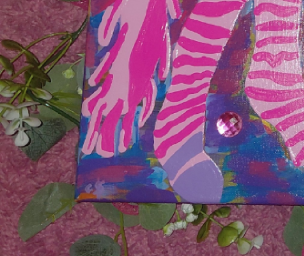Cocomoney At Pink Zebra 1 of 1 custom piece acrylic on canvas
