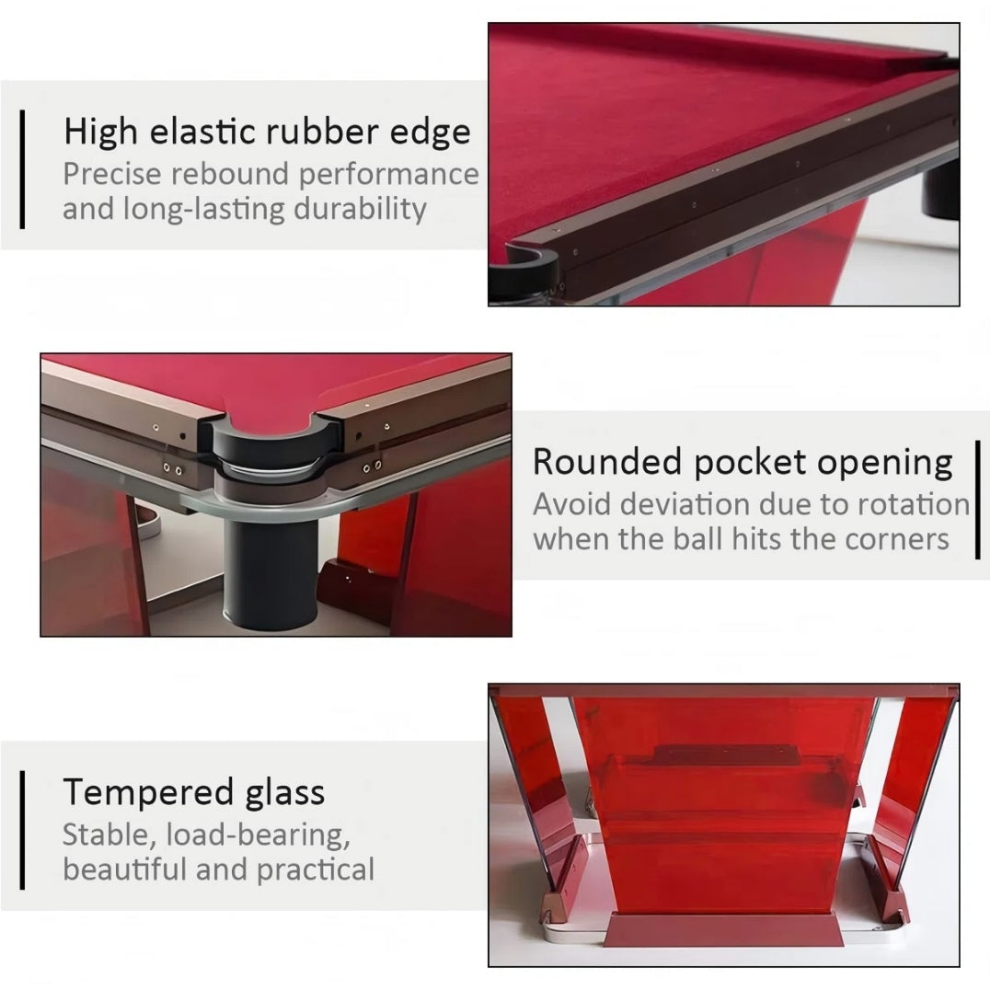 Eight-foot Red Indoor Home Billiard Table with a special free cue ball from Cocomoney