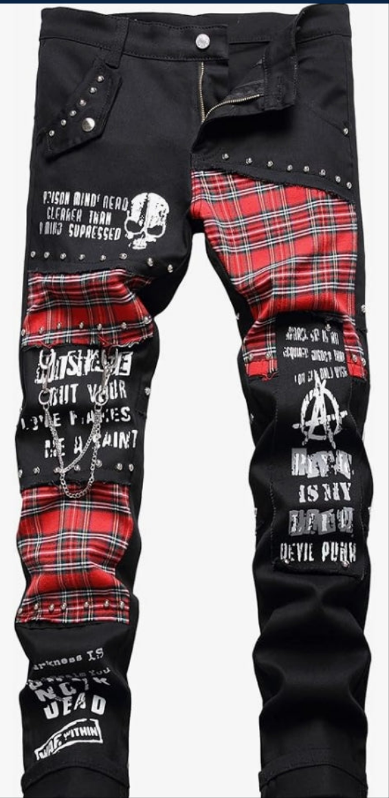 Men's Printed Jeans Skinny Denim Pants