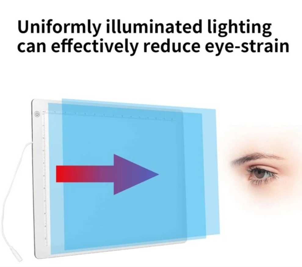 B4 Light Pad for Diamond Painting, Fixed Charging Cord, 10-ft Cable, 3 Levels of Brightness Up to 8000Lux, Uniformly Illuminated Tracing Light Box- White