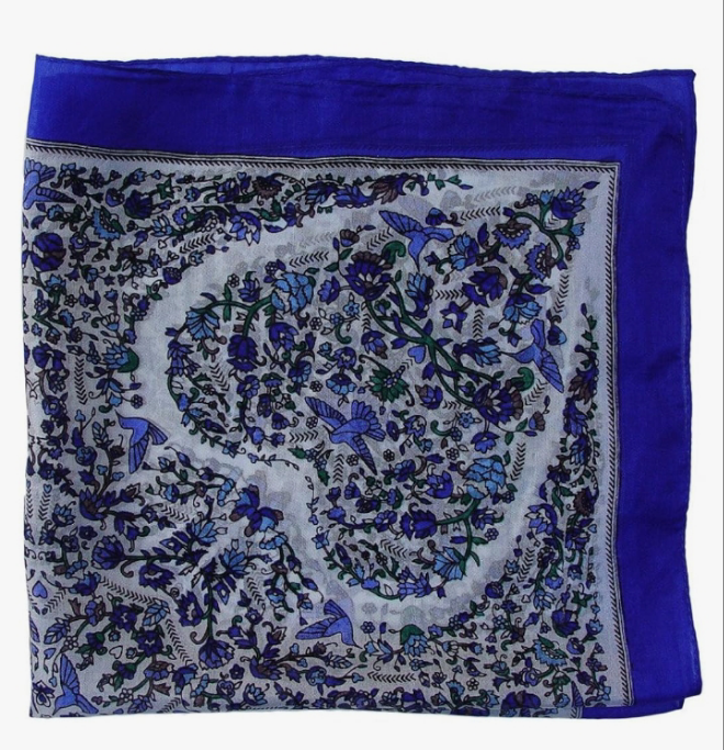 Paisley Silk Square Scarf, Bandana, Neckerchief 20in X 20 in