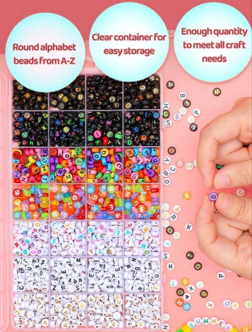 1400pcs Of 28-Grid English Alphabet Beads, Stringing Accessories For Bracelets, A Gift For Friends.