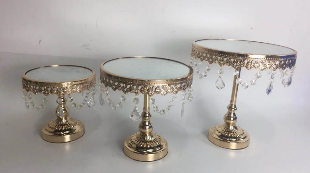 3 Piece Cake Stand Set Stainless steel Crystal Iron Glass Materials