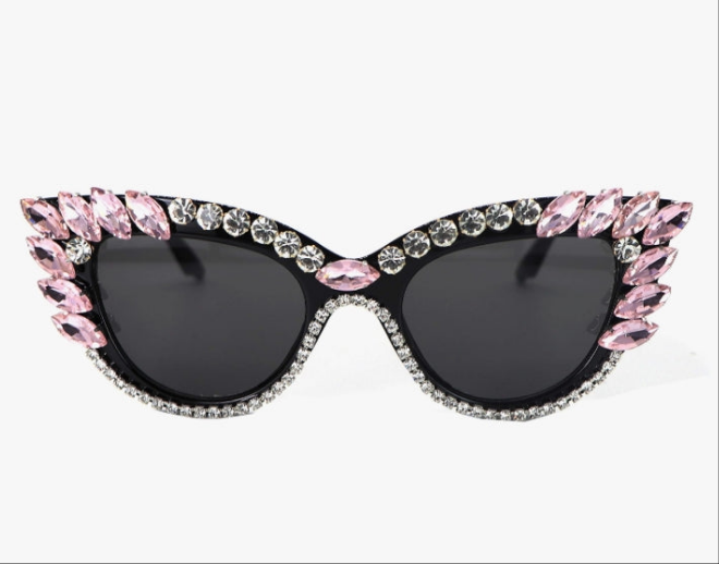 Cateye Sunglasses for Women UV400 Protection Cat Eye bling rhinestone Sun Glasses