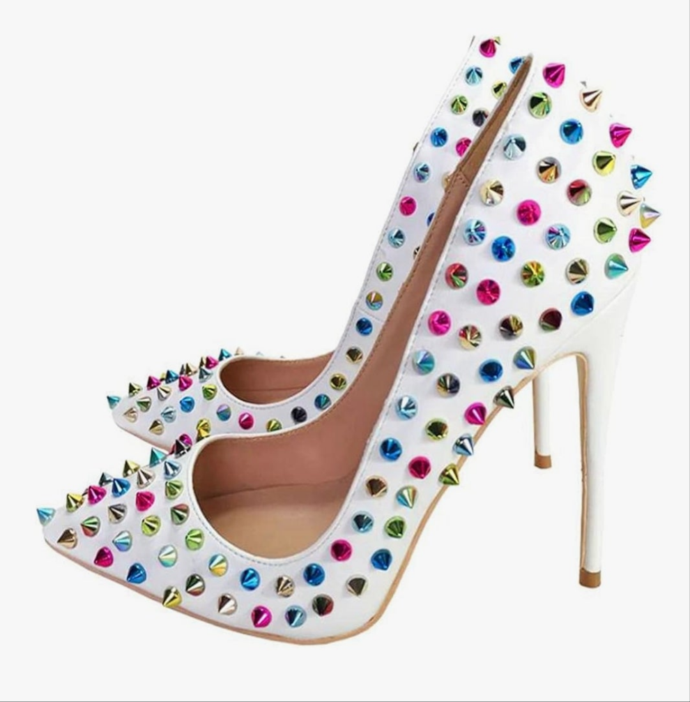 Sexy Heels Pumps Studded Rivett Party Prom Event Birthday Wedding Shoes