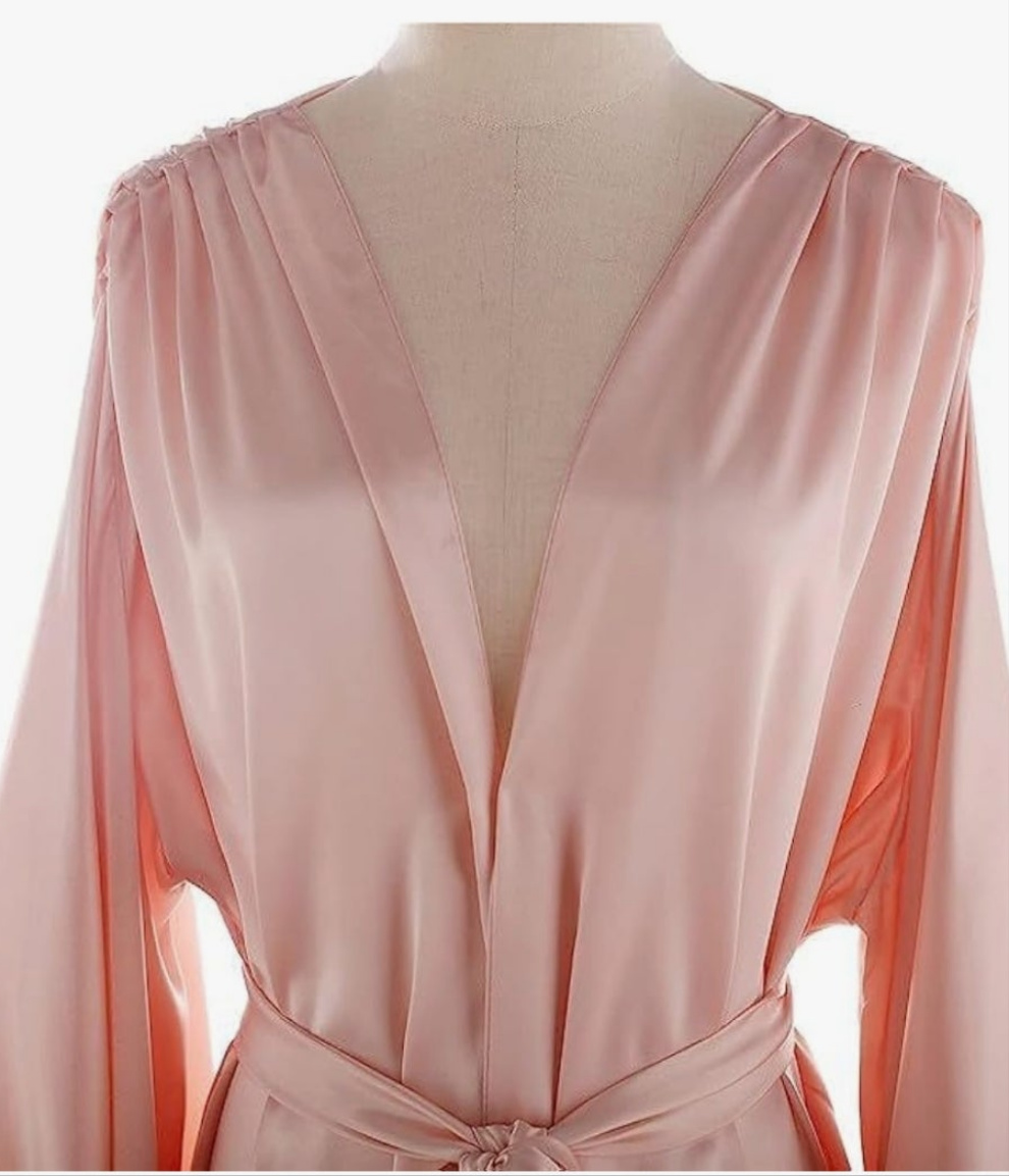 Silk Feather Bridal Robes Old Hollywood Maternity Photoshoot Nightgown Silk Bathrobe Long Lingerie Cocomoney