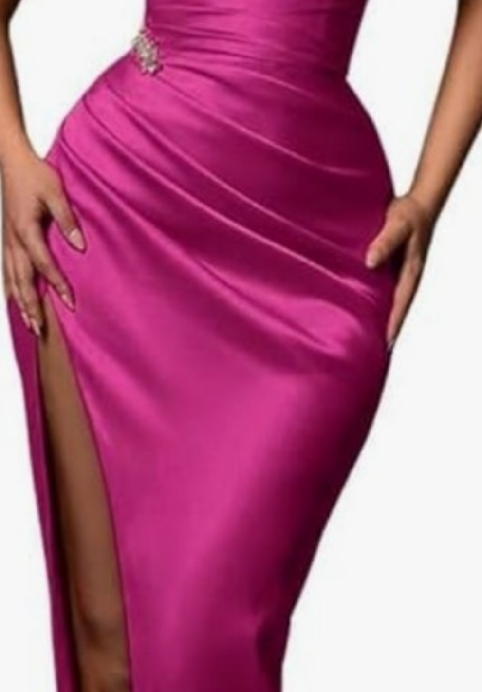 Strapless Beaded Mermaid Wedding Dresses for Women Long Satin Formal Evening Party Gowns with Slit