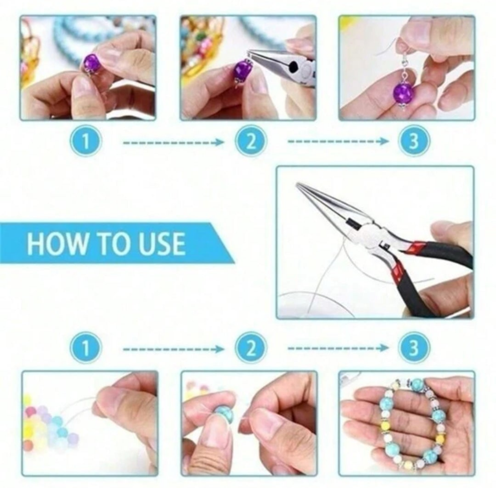 3 Pcs Jewelry Making Plier Kit - Needle Nose Pliers, Chain Nose Pliers, And Flush Cutters - Perfect For DIY Craft, Beading, And Repair