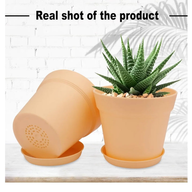32 Packs 6 Inch Plastic Plant Pots, Plastic Planters for Indoor Flowers with Drainage Holes and Saucers, Nursery Pots for Plants, Flowers, Succulent and All House Plants,