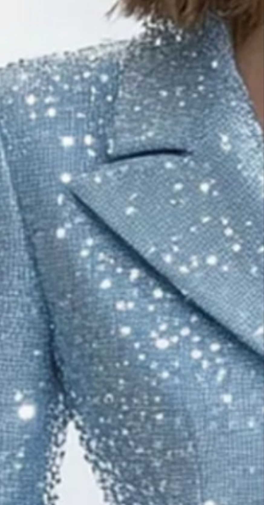 COCOMONEY Lapel Double-Breasted Sequin Mini Dress-Light Blue