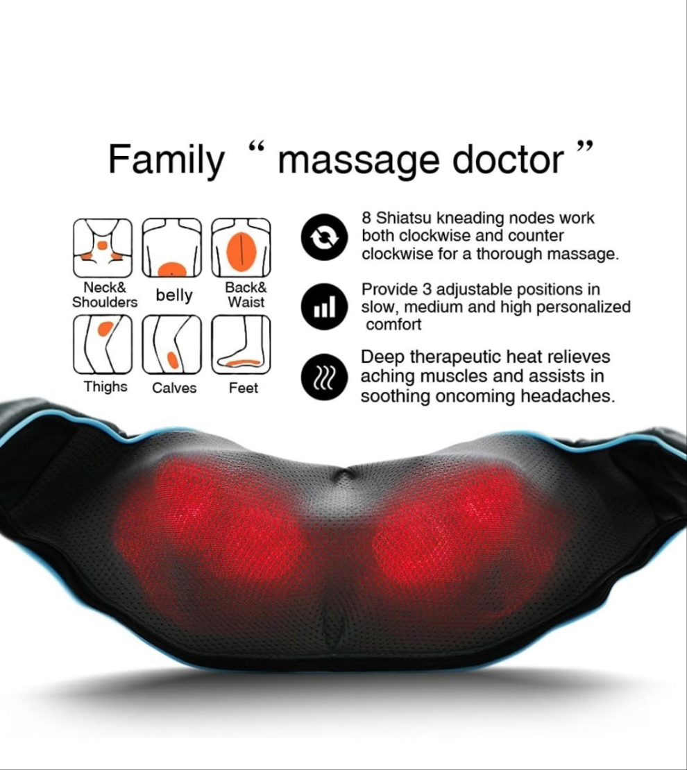 Shiatsu Back Shoulder and Neck Massager with Heat, Electric Deep Tissue 4D Kneading Massage, Best Gifts for Women Men Mom Dad, Fathers Day, Mothers Day, Christmas Gifts