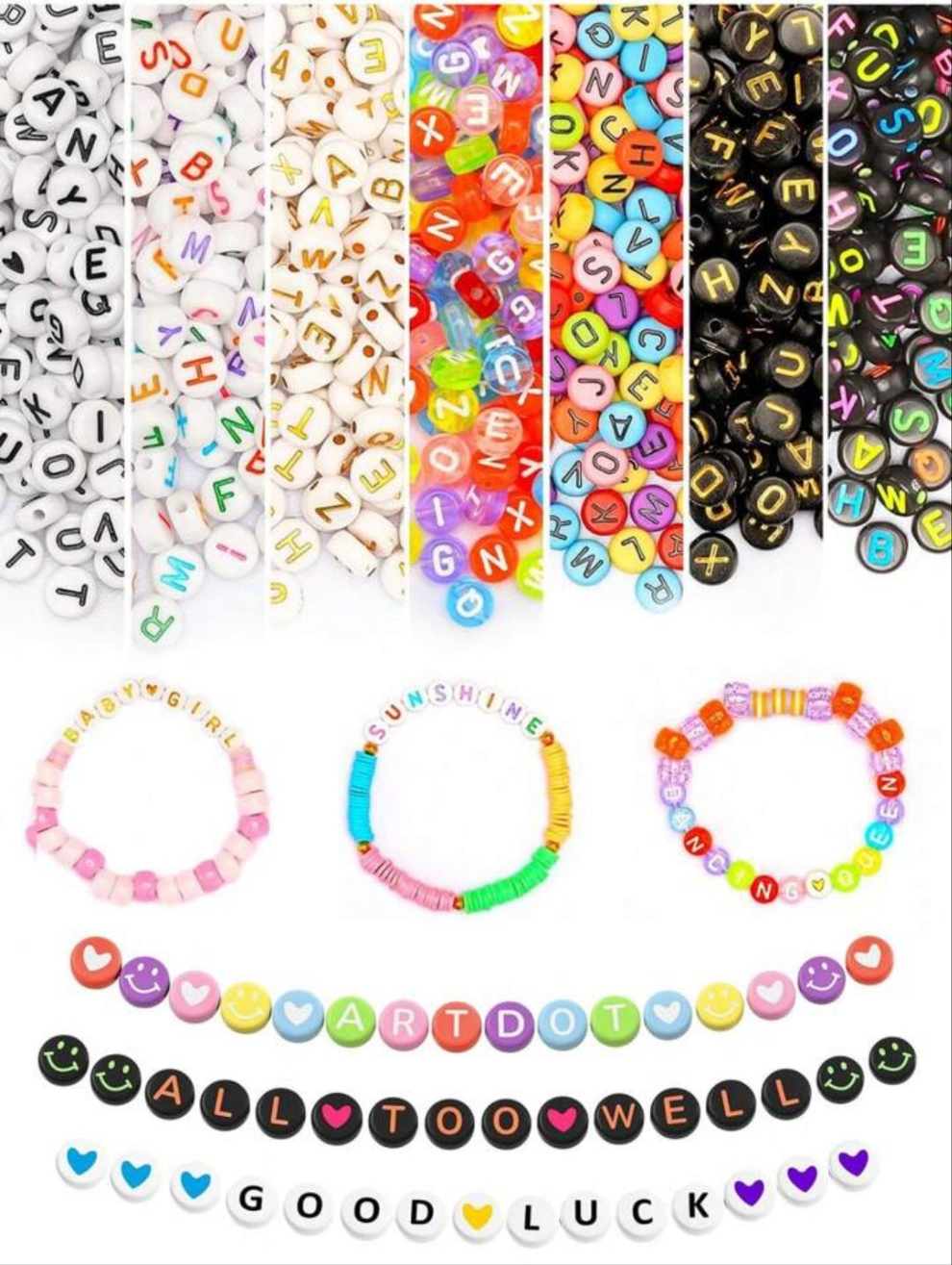 1400pcs Of 28-Grid English Alphabet Beads, Stringing Accessories For Bracelets, A Gift For Friends.