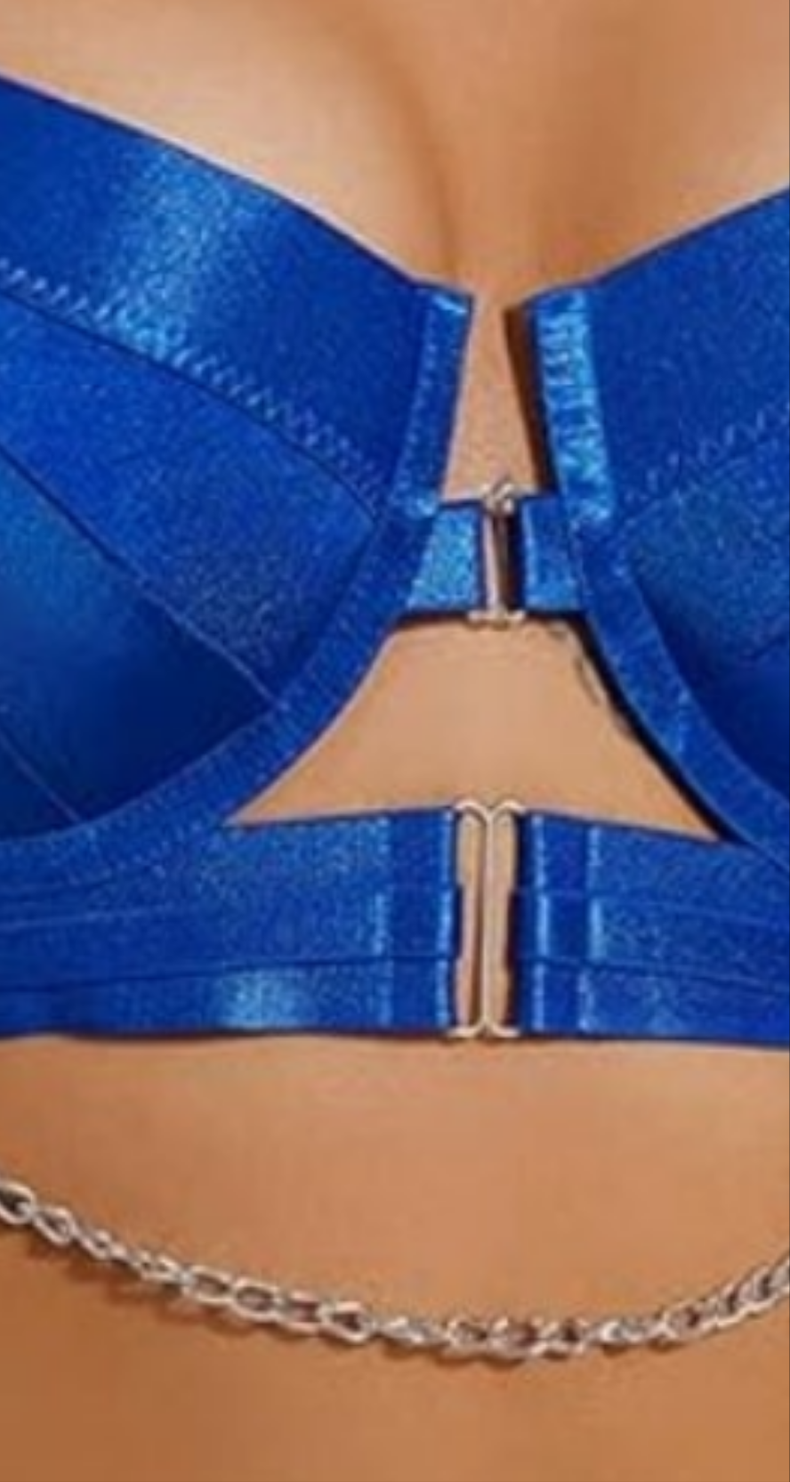 Lingerie Set for Women Sexy Strappy Lingerie Underwire Push Up Bra Garter Set Lingerie with Chain COCOMONEY
