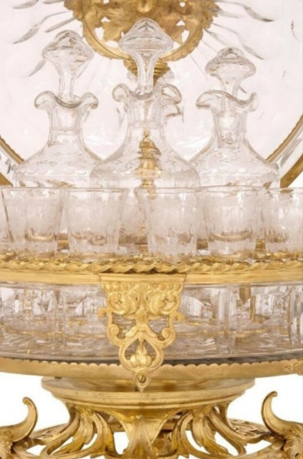 A French 19th century Belle Époque period Baccarat crystal Cave à Liqueur with glasses and decanters