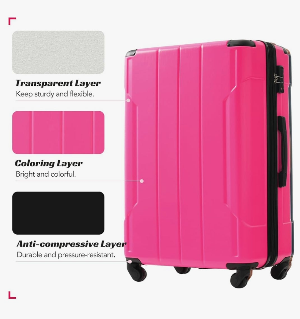 3 Suitcases With Wheels Hardside Luggage Sets 3 Piece, Expandable And Lightweight, Travel Suitcases For Woman And Man