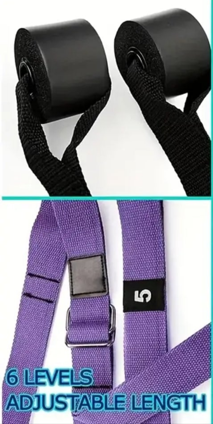 Yoga rope not elastic hanging door yoga stretch belt, opens your shoulders and back home workout for your door Polyester