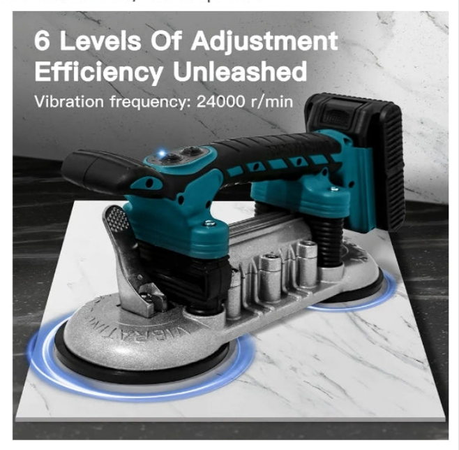Tile Vibrator Tool, Professional and Efficient Tile Tool, Powerful Leveling Handheld Tile Laying Machine, 12000mAh 24000r/min 6 Speeds
