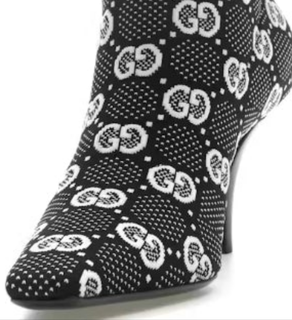 Gucci GG 75mm Ankle Boots Black/White fabric