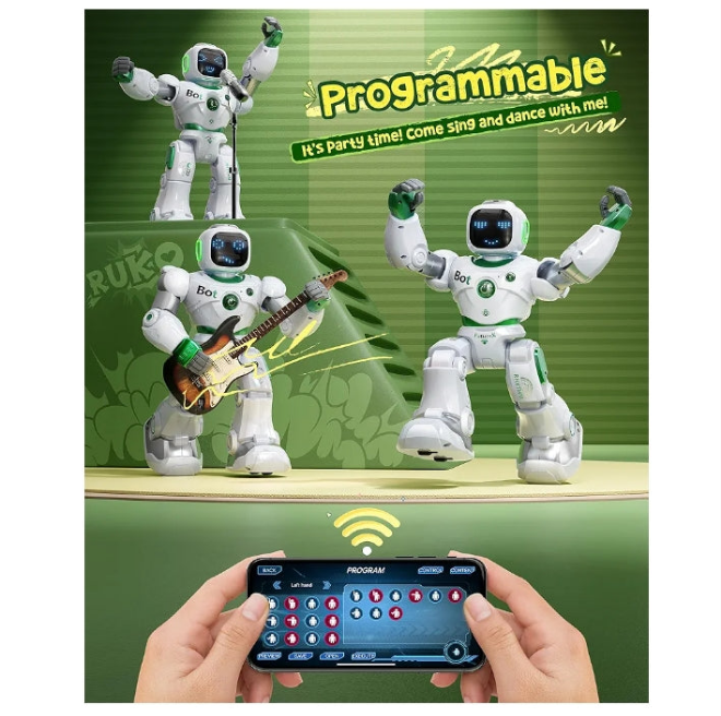 Ruko Large Intelligent Robot Toys for Kids, Voice and App Control Smart Remote Control Carle Robots, Programmable Interactive Music Girls Boys Toys, Gifts for Kids 4 +