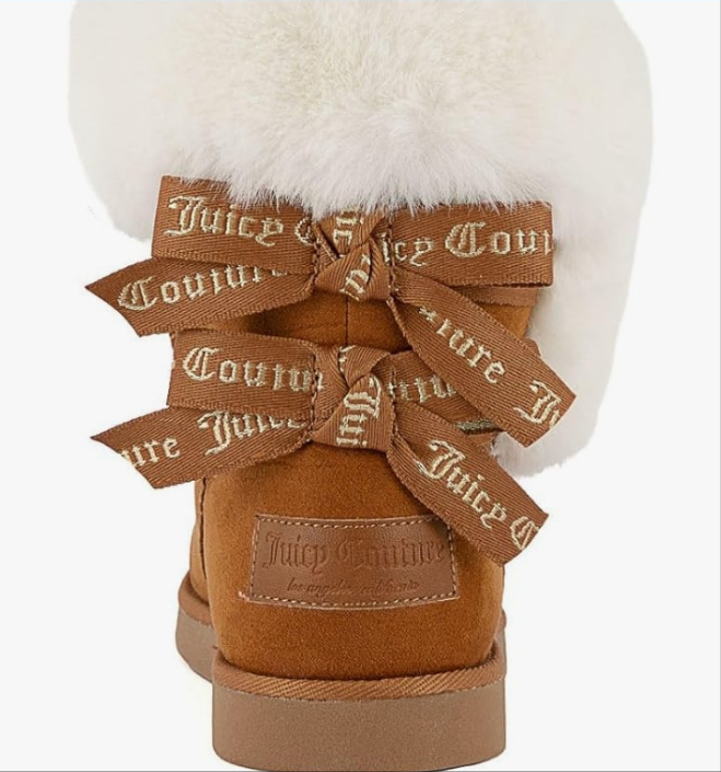 Juicy Couture Women's Slip On Winter Snow Boots Warm & Insulated Fur Lining Comfortable Fashion Booties