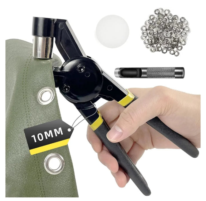 Grommet Tool Kit, 3/8 inch Handheld Eyelet Kit Manual Grommet Press Machine with 500 pcs 10 mm Grommets