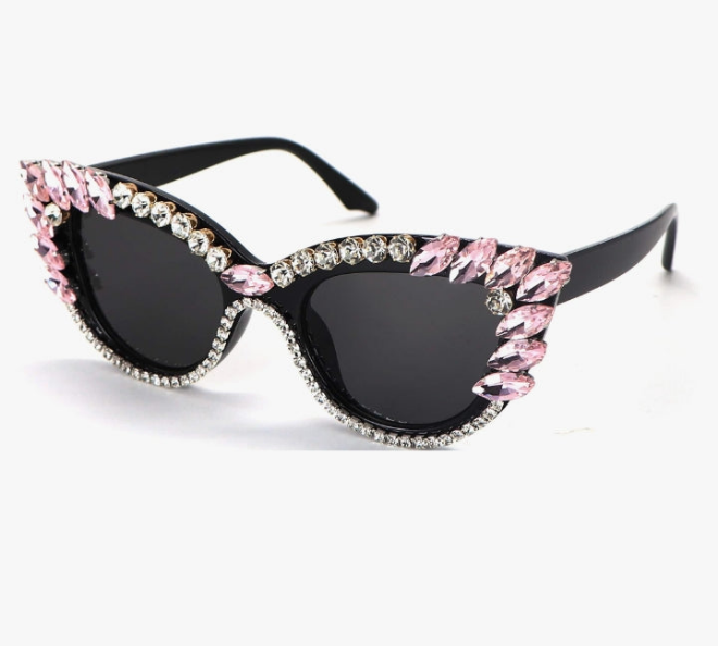 Cateye Sunglasses for Women UV400 Protection Cat Eye bling rhinestone Sun Glasses
