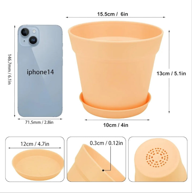 32 Packs 6 Inch Plastic Plant Pots, Plastic Planters for Indoor Flowers with Drainage Holes and Saucers, Nursery Pots for Plants, Flowers, Succulent and All House Plants,