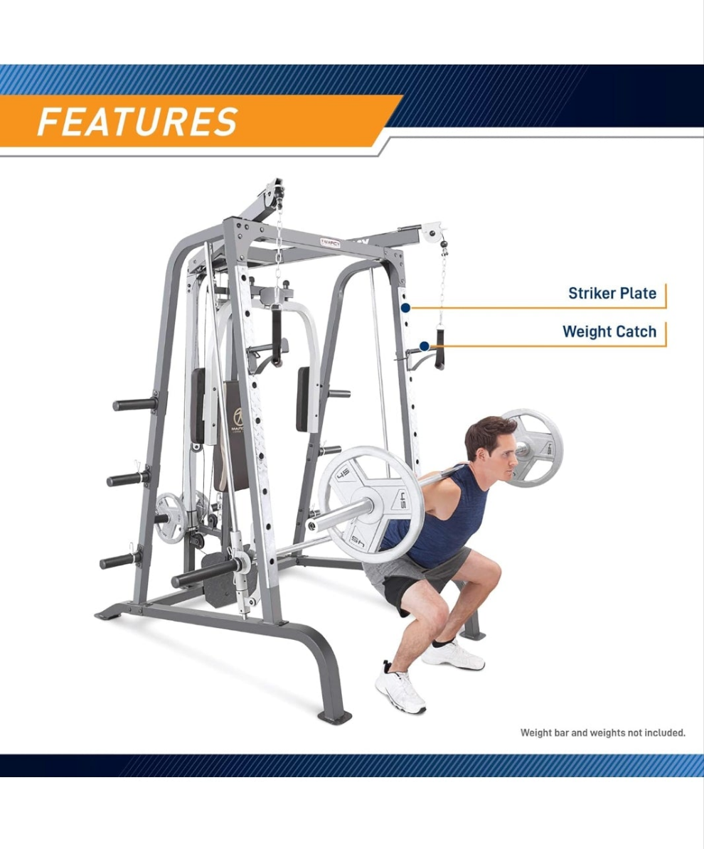 Workout Machine Full Body StrengthTraining Home Gym Equipment System with Leg Developer, Press Bar, PEC Deck, and Squat Rack