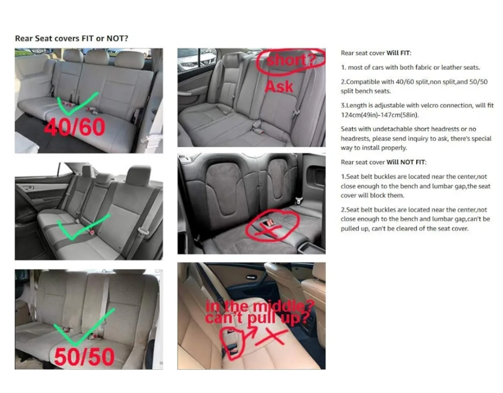 Crown Full Set Universal Fit 5 Seats Car Surrounded Waterproof Leather Car Seat Covers Protector Adjustable Removable Auto Seat Cushions with 2 Waist Pillows 2 Headrest Pillows