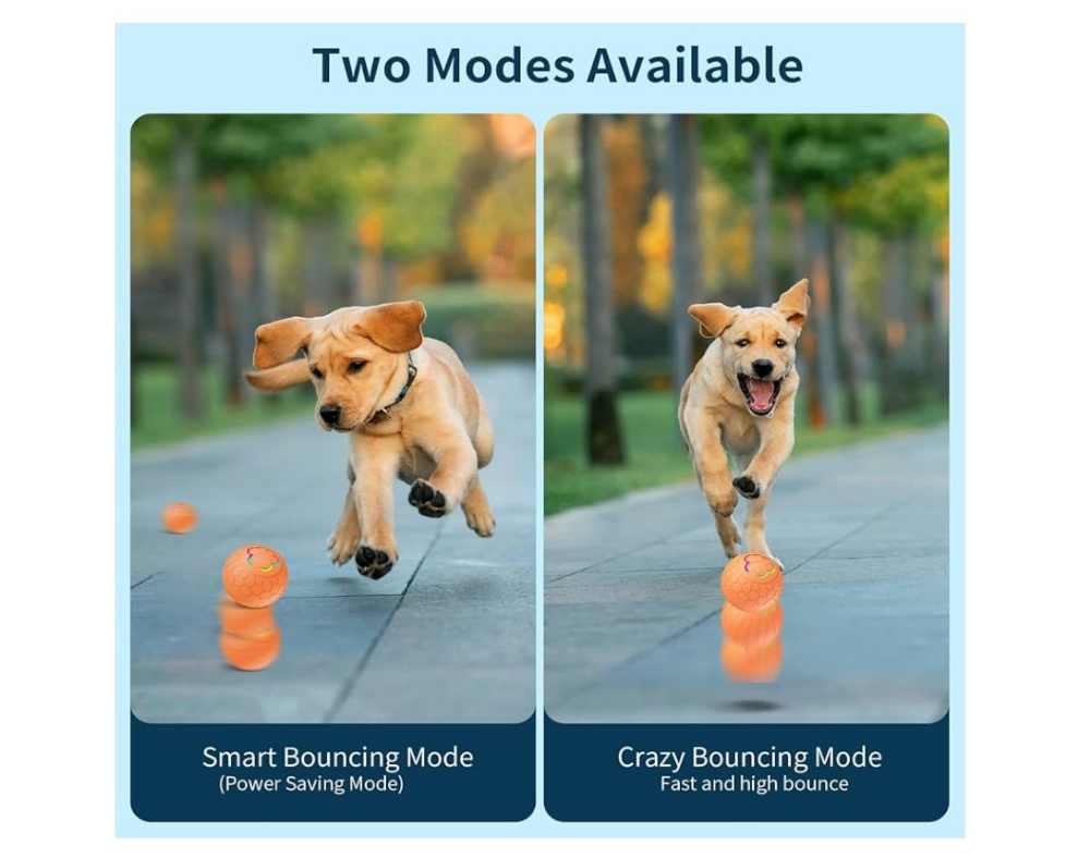 Smart Interactive Pet Toys Ball, Auto Bouncing Rotating Ball, Moving Pet Toys for Dogs Cats 20 lbs (Size Small - 2.2-inch Diameter), USB Rechargeable, Fun Gift for Boredom,