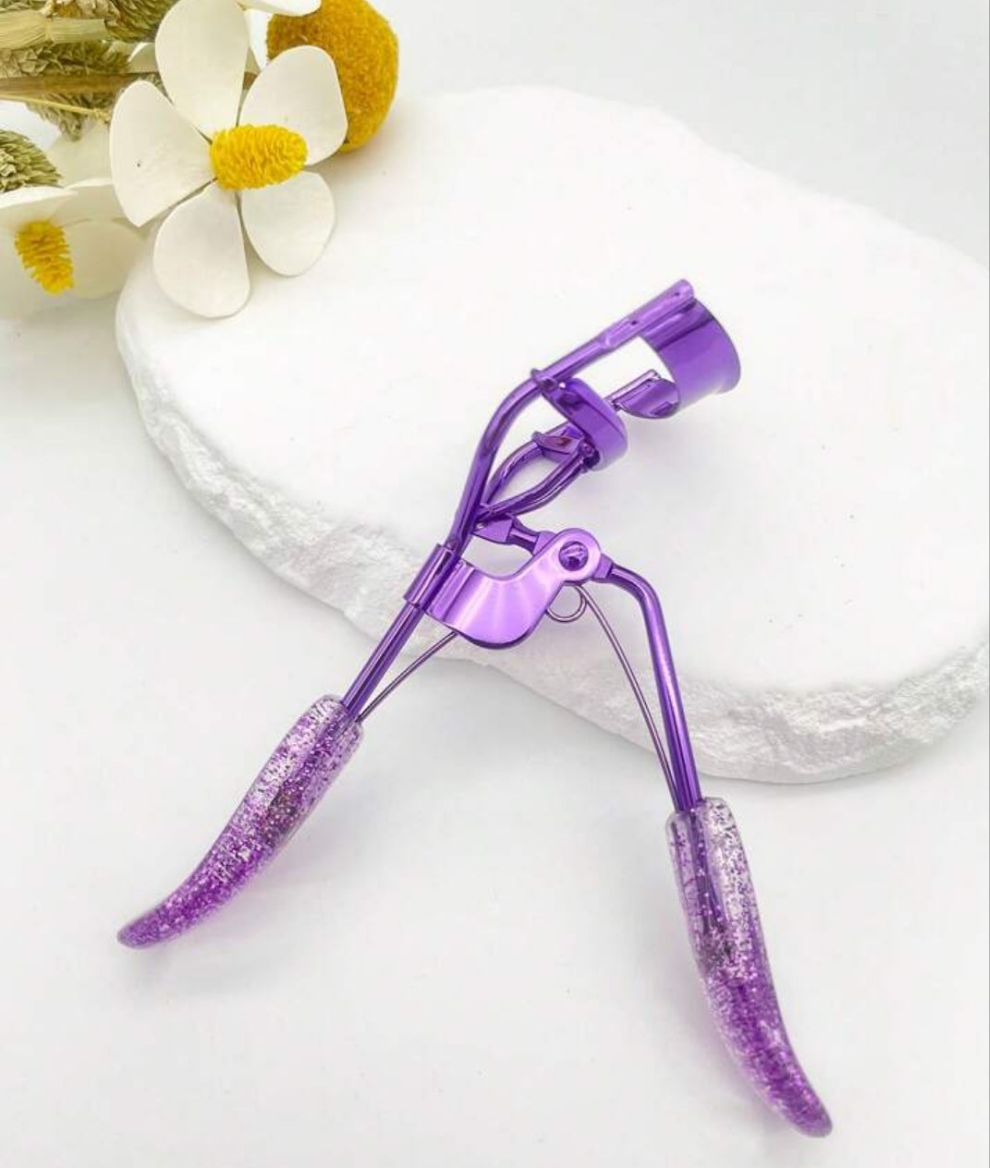 1pc Purple Sparkling Handle Eyelash Curler, Makeup Beauty Tool For Salon & Home Use, Effortless Lash Curling Without Damaging Lashes