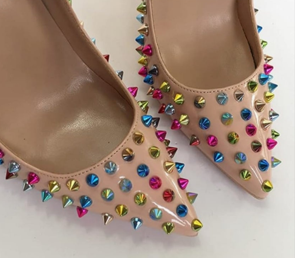 Sexy Heels Pumps Studded Rivett Party Prom Event Birthday Wedding Shoes