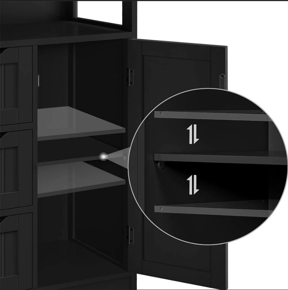 Bathroom Floor Storage Cabinet, Bathroom Storage Unit, Freestanding Cabinet With 4 Doors