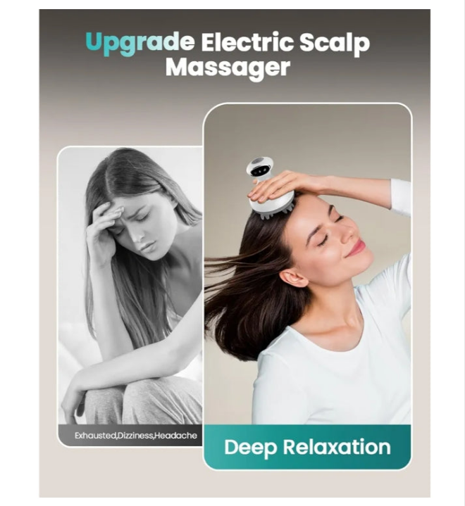 Electric Scalp Massager for Hair Growth & Stress Relief, Headaches - Waterproof, Portable, Cordless & Rechargeable, Promotes Scalp Health & Blood Circulation for Shower & Home, Cat Use