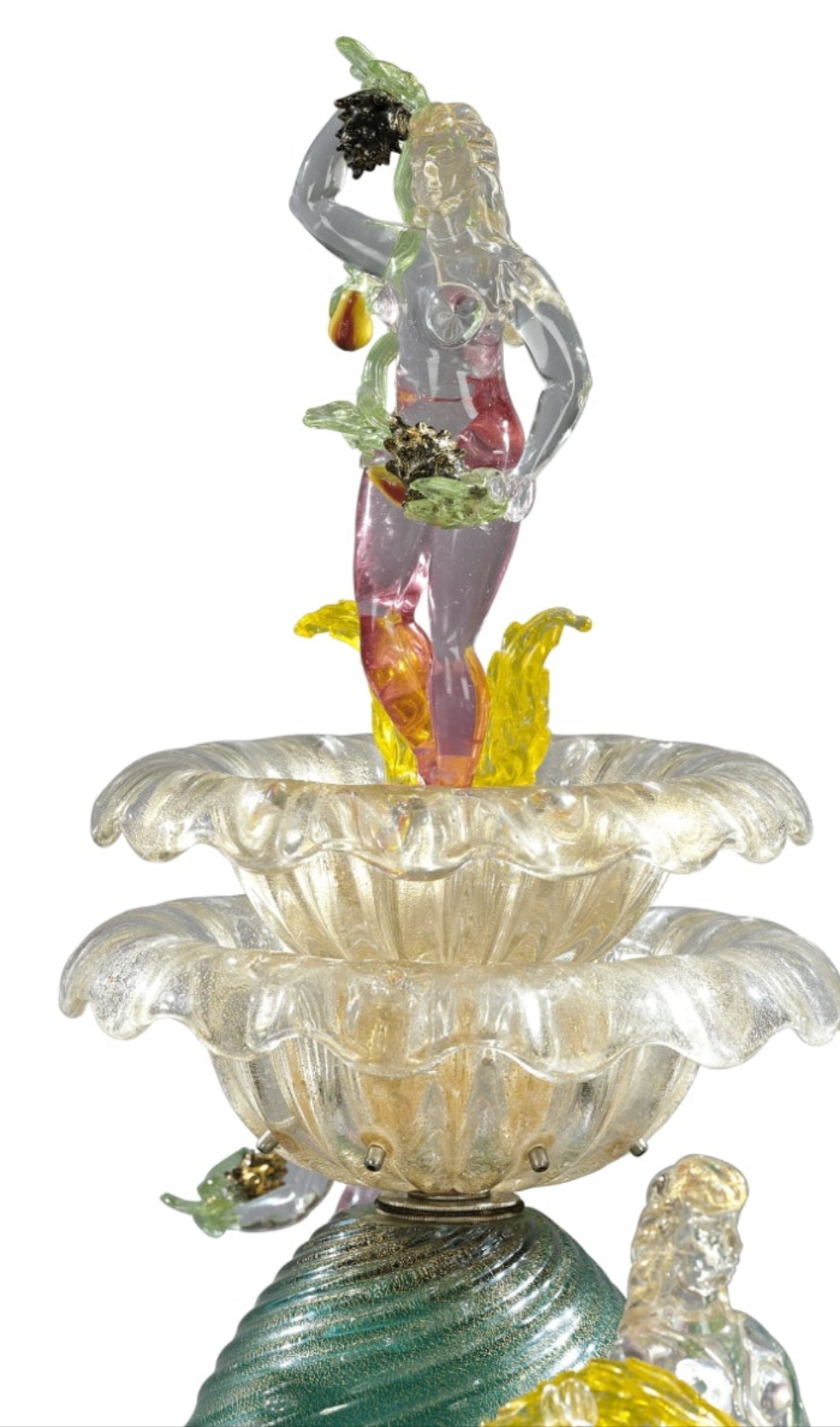 24-Carat Gold Leaf Murano Venetian Glass Water Fountain Incredible