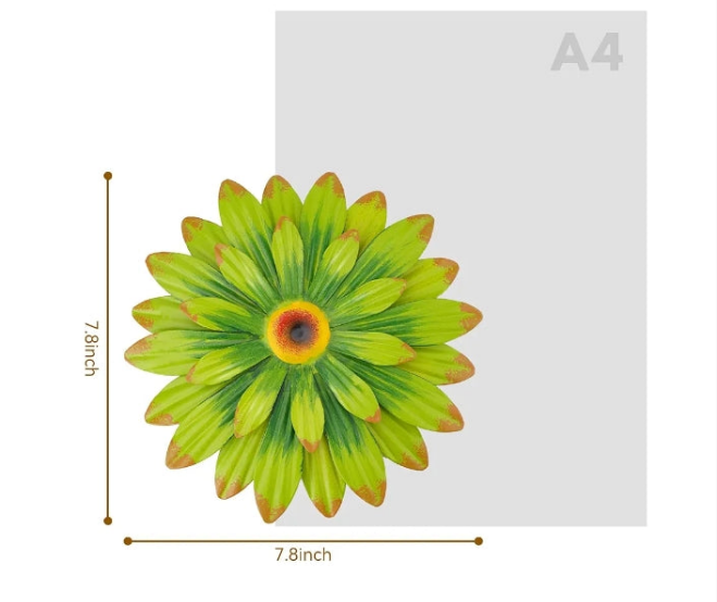 6 Pieces 8inch Metal Flowers for Outside Multiple Layer 3D Garden Wall Decor for Indoor Home Farmhouse Decoration