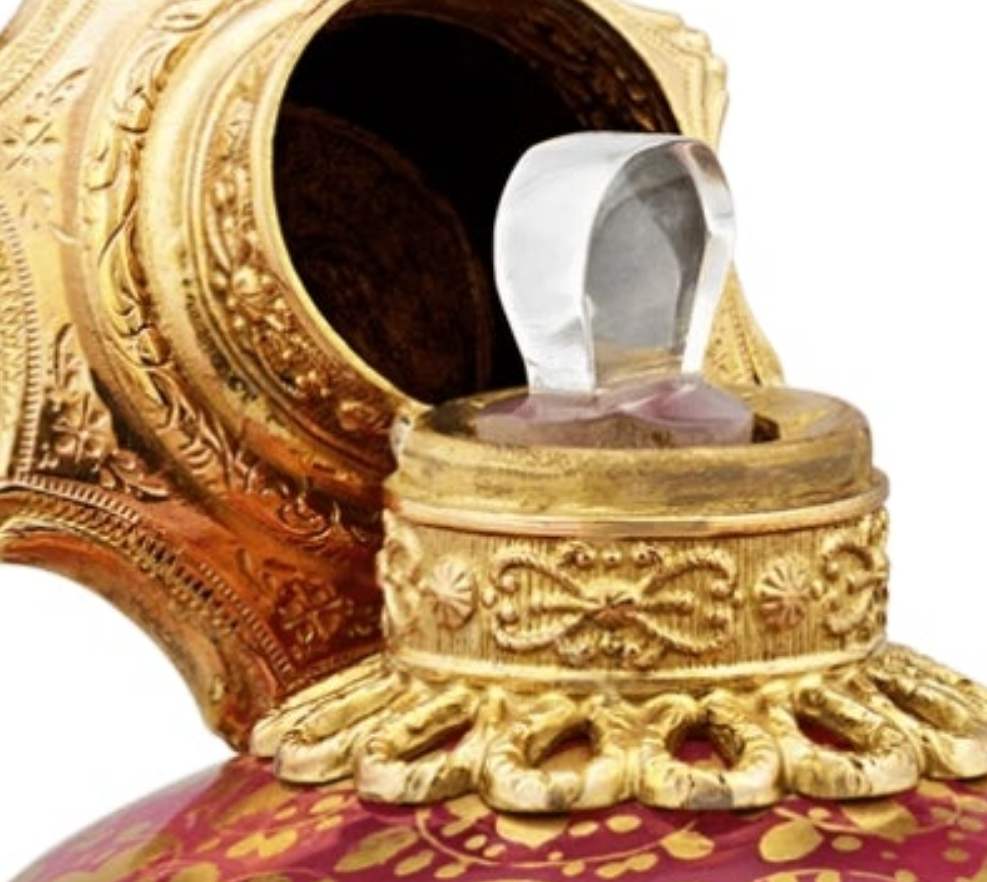 Fabulous Piece A Palais-Royal Mother-of-Pearl Perfume Box and Flasks made of crystal gilt bronze and pink opaline glass. Absolutely stunning. π