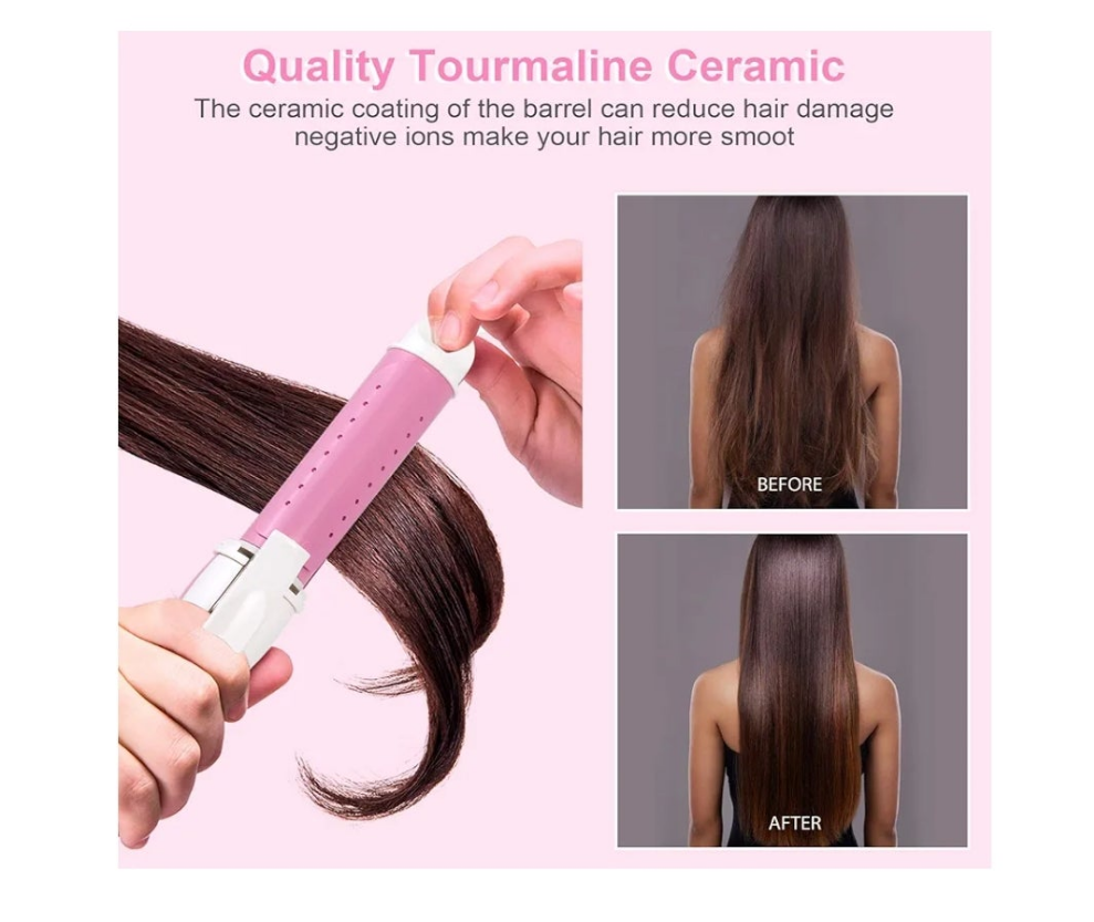 Hair straightener pink white hot iron