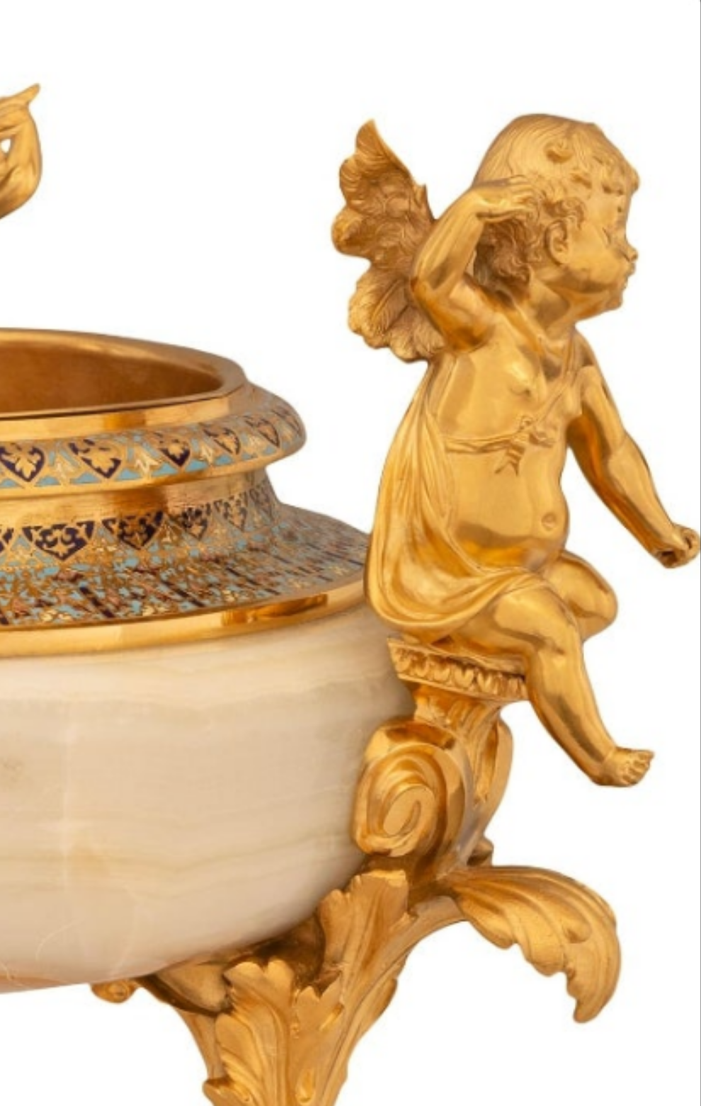 Stunning piece A French 19th century Belle Epoque period Onyx, Cloisonné and Ormolu centerpiece planter