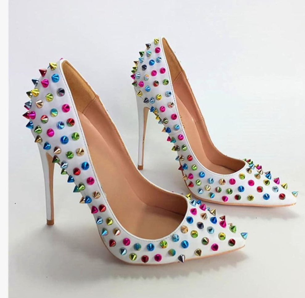 Sexy Heels Pumps Studded Rivett Party Prom Event Birthday Wedding Shoes