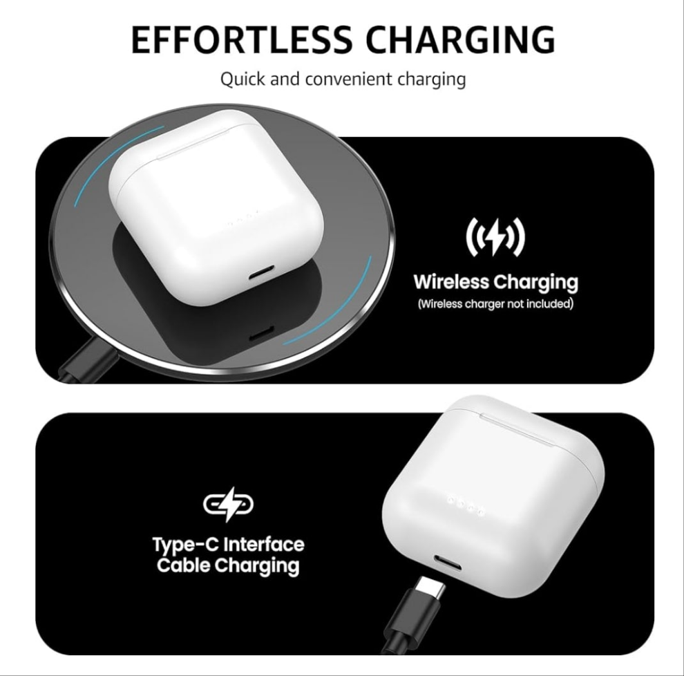 Wireless Earbuds Bluetooth 5.3 Headphones 50H Long Playtime, Wireless Charging Case, IPX8 Waterproof Stereo Earphones, Built-in Mic Calls, Headset Premium Deep Bass 32 Preset EQs via