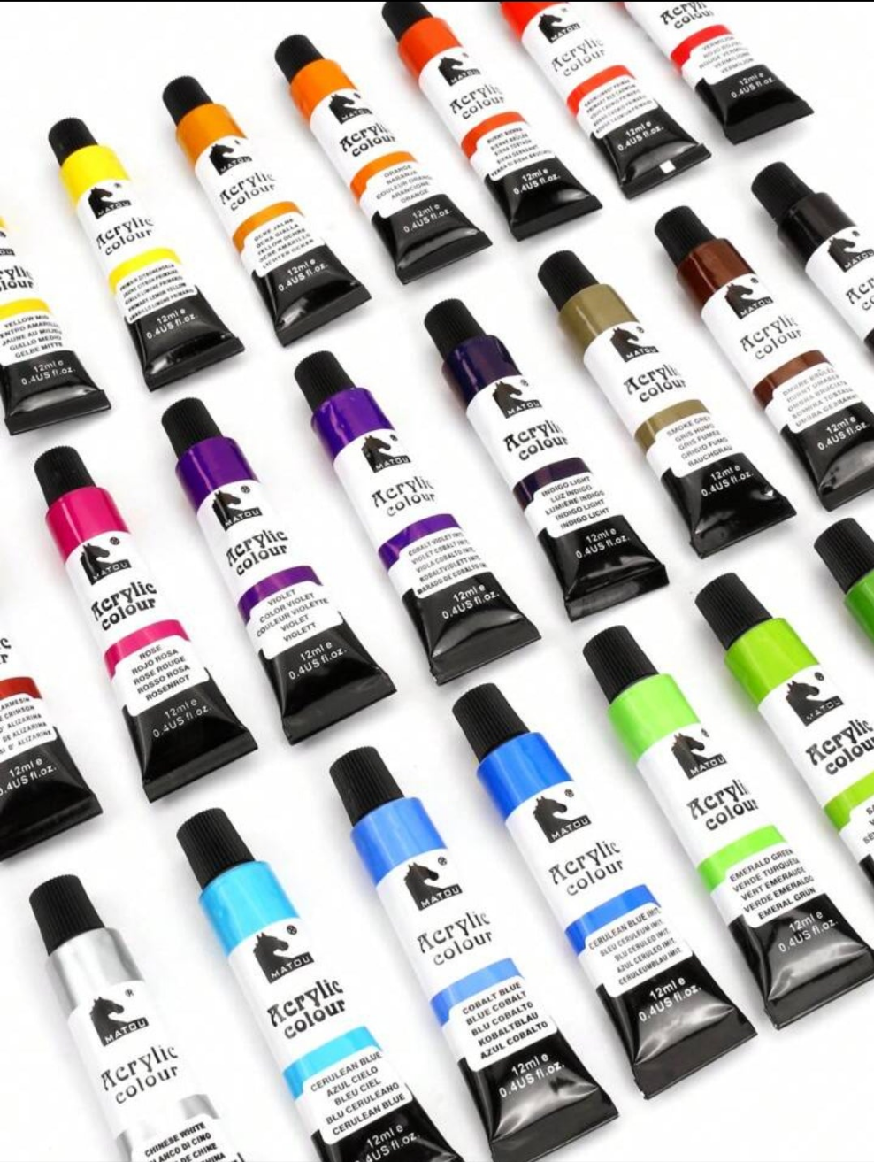 27pcs Acrylic Paint Kit, 24 Colors Aluminum Tube Acrylic Paints Set With 3 Wooden Handled Nylon Hair Brushes aluminum tube