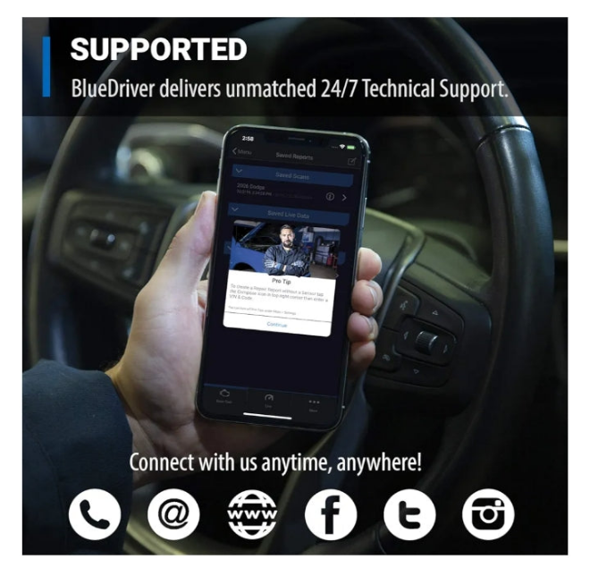 BlueDriver Bluetooth Pro OBD2 Car Scan Tool and Code Reader - Check Engine Light Vehicle Scanner for iPhone & Android