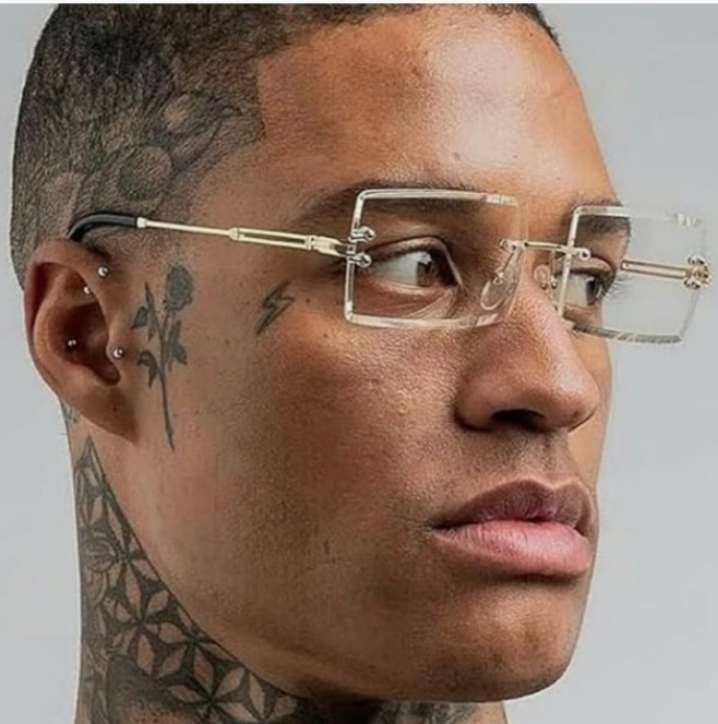 Luxury Rimless Designer Square Retro Gold Wire Metal Frame Clear Lens Eye Glasses Unisex Trendy Rectangle Frameless Hip Hop Glasses For Men And Women