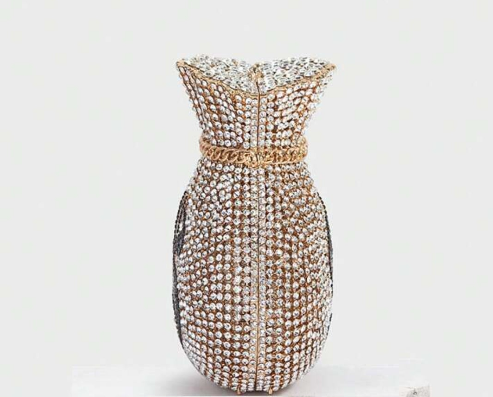 COCOMONEY CLUTCH Evening Bag,Unique Sparkling Crystal Metal Clutch Purses,Designer Rhinestones Handbag