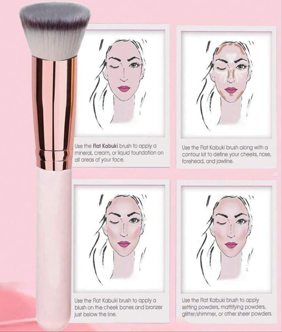 Flat Top Foundation Brush, For Mixing Liquid, Creams And Perfect Powder Cosmetics - Buffing, Concealer - Portable wood